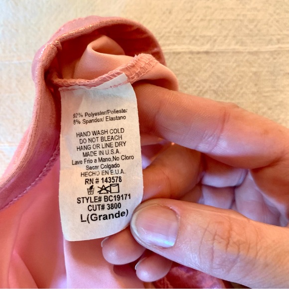 Black Bead 2 Piece Shimmer Pink Raver Bikini One Shoulder - Picture 6 of 6